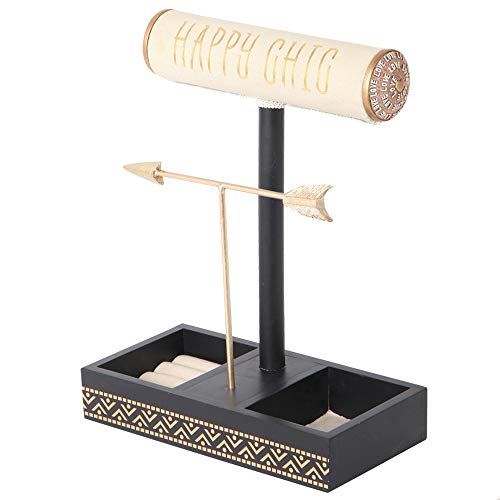 THE HOME DECO FACTORY - HD4565 - Porte-Bijoux Happy Chic, Coton + Polyester, noir-cuivre, 23.50 x 11.60 x 33 cm