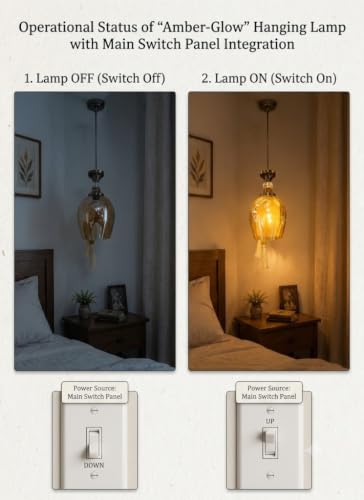 Image of kinis Amber Glass Pendant Light for Ceiling | Modern Hanging Lamp for Dining Room, Living Room, Kitchen Island, Bedroom, Cafe, Restaurant & Home Decor (Pack of 1, with Bulb)
