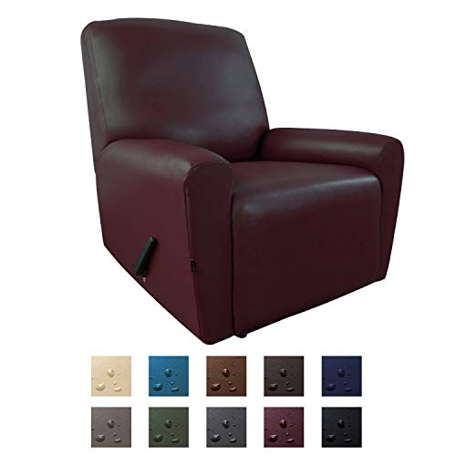 Easy-Going PU Leather Recliner slipcovers, Waterproof Stretch Sofa Covers, 4 Pieces Stretch Furniture