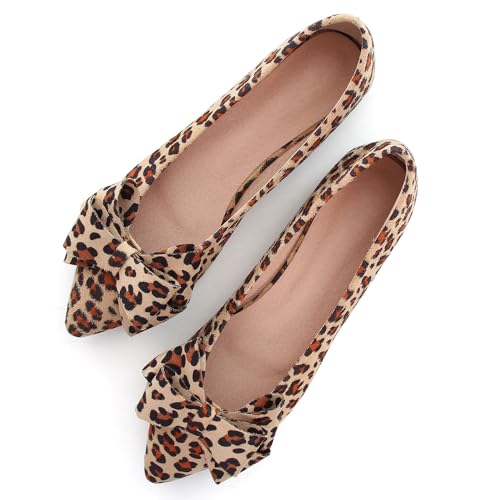 Image of WENJIAZHIZHI Square Toe Bow Ballet Slip-On | Classic Suede Finish,Chic Bow Detail,Effortless Everyday Style,Wedding Party Office,Plus Size Available