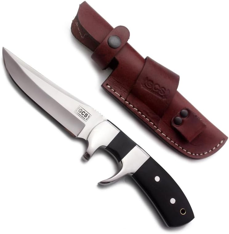 GCS Custom Handmade Coloured Bone & Turquoise Handle D2 Tool Steel Knife & Buffalo Hide Sheath GCS 186