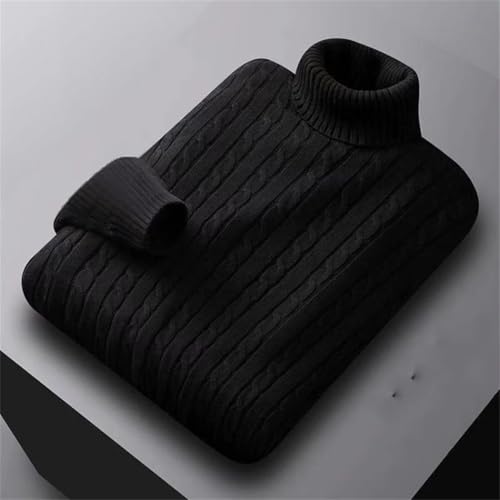 Men's High Neck Knitted Sweater Outdoor Lightweight Basic Pullover Solid Twisted Knit Winter Jumper3
