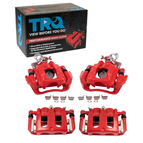 Image of TRQ Front and Rear Brake Caliper Set Performance Brackets Compatible with 2010-2012 Ford Flex 2011-2018 Explorer 2013-2018 Taurus 2010-2013 Lincoln MKT