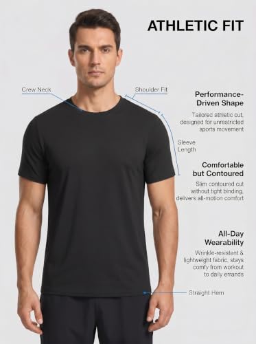 Image of OYGSieg 5 Pack Men's Quick Dry T-Shirts Short Sleeve Crew Neck Workout Tops | Quick Dry Sweat-Wicking Men's Short Sleeve Workout Tees, Athletic Polyester Tops For Gym Running Fitness & Daily Active Wear