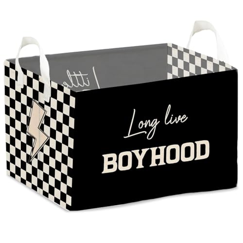 wuguimeii Toy Box for Boys,Toy Gift Bins Organizer, Storage Bins with Handles, Rectangular Storage Basket- Little Man Cave- Foldable Versatile Baby Kids Bin for Room Decor, Baskets Kids