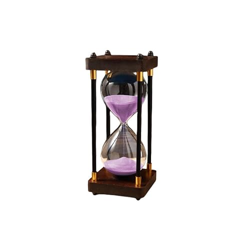 Vzfv 砂時計 60分 青い砂 木製フレーム ヴィンテージガラス 砂タイマー インテリア装飾 勉強・仕事の時間管理 ティータイム コーヒー キッチン ギフト クリスマス 誕生日 デスク用 (30 minutes,紫色の粘土)