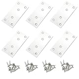 ANPTGHT 6Pcs Flat Mending Plates, 4' x 2' Flat Straight Brace Bracket, Heavy Duty 304 Stainless Steel Joining Plates for Shelves Cabinet,Furniture Corner Repair Fixing 100X50X2MM (Silver with Screws)