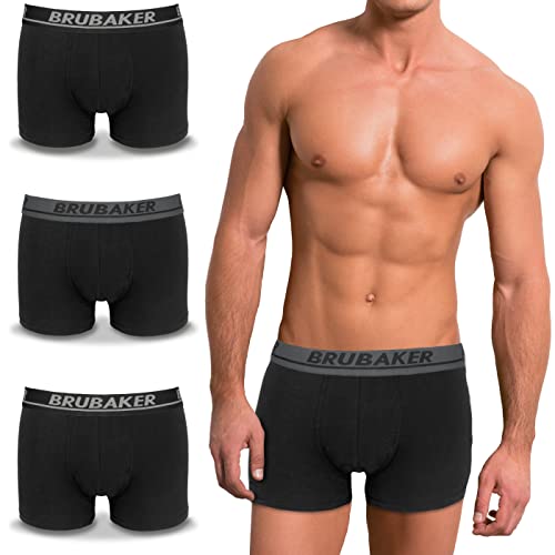 BRUBAKER Boxers pour Hommes - Pack de 4 Shorts Rétro - Hipster Boxer Caleçon avec Ceinture élastique - Confortable et Respirant - sous-Vêtements pour...