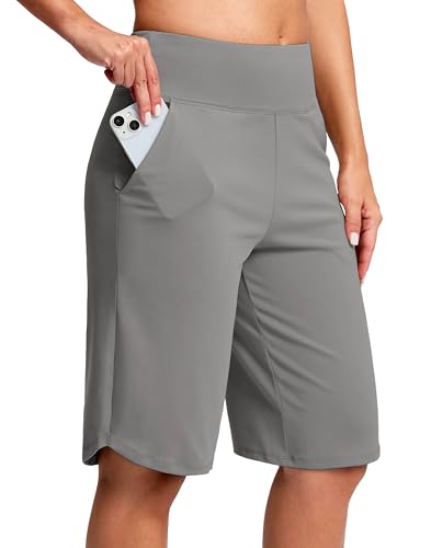 Bermuda long de 30,5 cm pour femme gris clair en taille XXL avec poches