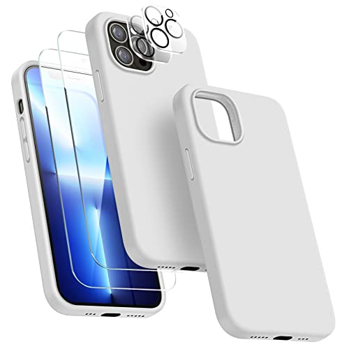 Dssairo [5 In 1 For Iphone 13 Pro Max Case 6.7 Inch, With 2 Pack Screen Protector + 2 Pack Camera Lens Protector, Liquid Silicone Ultra Slim Shockproof Protective Phone Case (White)……… #TOP6