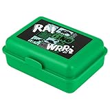 Brotdose Kinder mit Fächern - Lunchbox mit Trennwand für Schule und Kindergarten - Jausenbox mit Unterteilung für Jungen (Dino)