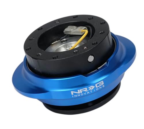 NRG Innovations NRG-SRK-220BK-BL GEN 2.2 Steering Wheel Quick Release Adapter, 6-Hole & 6x70 and 6x74mm Bolt Patterns Black Body/Shinny Blue Oval Ring