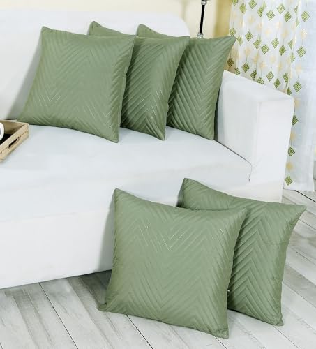Image of RD TREND UltraSonic Microfiber Cushion Covers, 40 x 40 cm /16 x 16 inches, Set of 5, 250 TC, Back Zipper (Miltry Green)