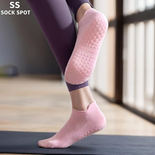 Image of 4 /6 Pairs Pilates Yoga Socks for Women | Non Slip Grip Socks | Athletic Barre Workout
