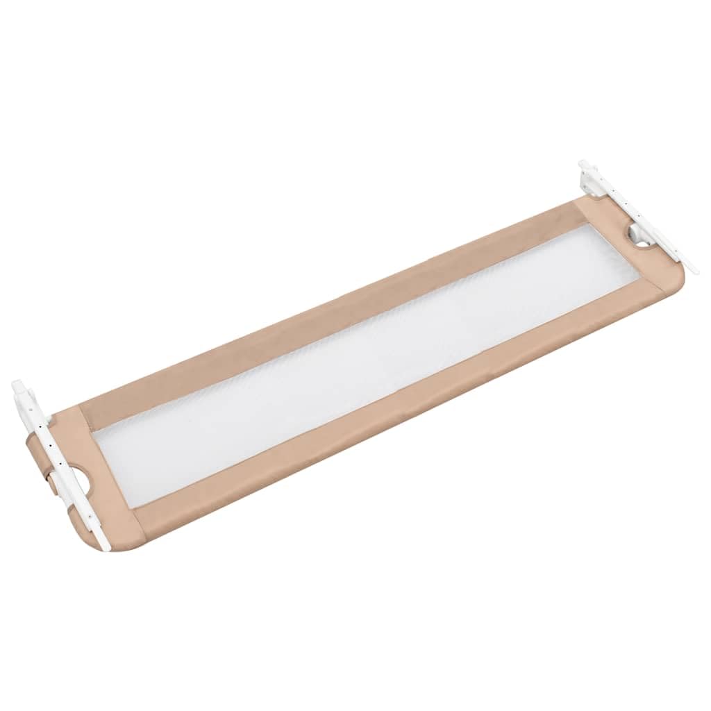 Bettschutzgitter für Kleinkinder 150x42 cm, Rausfallschutz für Kinderbett, Klappbares Sicherheitsgitter Taupe, Stabiles Metallgitter mit Netzstoff