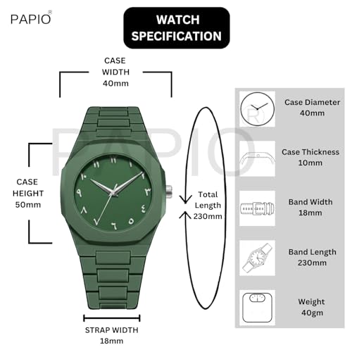 Image of PAPIO Modern Minimalist Polycarbon Analog Unisex Watch, Lightweight Touch Strap