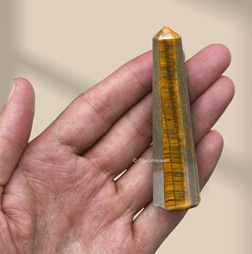 Image of Crystal Heaven Certified Tiger Eye Crystal Tower Obelisk Point For Chakra, Healing And Balancing - Aaa Grade Original Certified Gemstone Agate For Reiki Meditation Yoga Spiritual (3-4 Inches)
