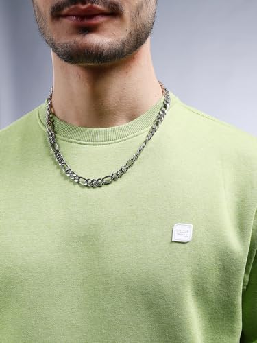 Image of The Indian Garage Co Green Regular Fit Self Design Overhead Crewneck Sweatshirt