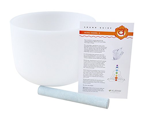 432 hz Crystal Singing Bowl D Note Sacral Chakra 10 Inch, Suede Mallet Included, Highest Quality Sound and Crystal