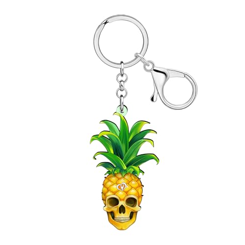 DUOWEI Llavero de calavera de terror de Halloween, regalos extraños para mujeres y niñas, diseño de frutas espeluznantes, accesorios para llaves de coche, Piña, M