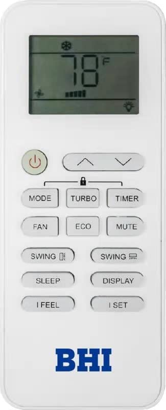 BHI Mini Split Air Conditioner remote control.