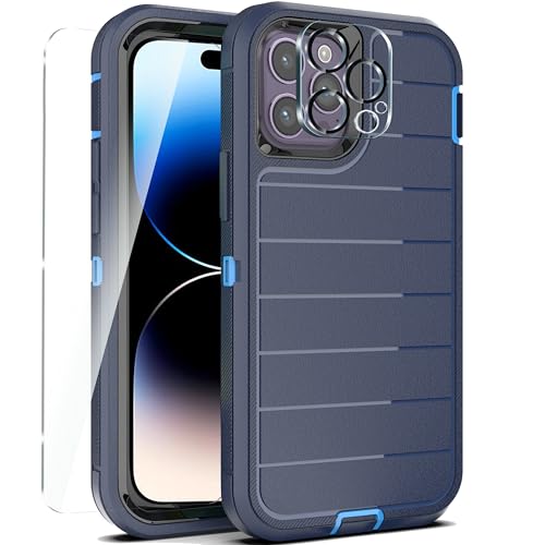 Coque pour iPhone 14 Pro film verre trempé écran et objectif appareil photo durable