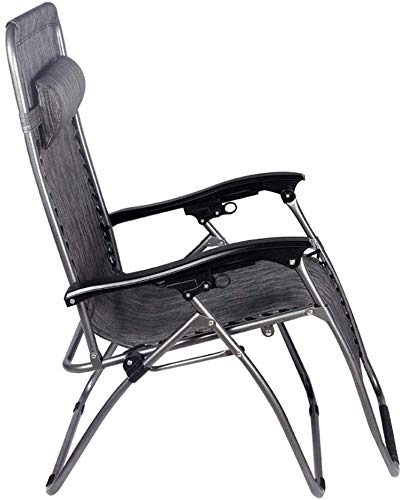 XYSoeMY Foldable Outdoor Garden Sunloungers Adjustable Steel Mesh Zero Gravity Lounge Chair Recliners w/Pillows and Cup Holder Trays Garden Chairs (Color, Size : One size)