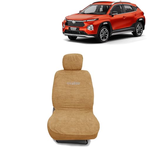 Image of Kingsway Taisor Seat Cover for (Year 2024 Onwards) All Model, Towel Fabric Car Seat Covers Compatible with Toyota Taisor, Complete Set (Car Specific Front + Rear Seat Covers), Beige Color