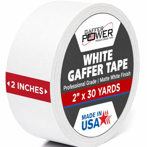 White Gaffer Tape 2 Inch x 30 Yards, Pro Grade Made in USA, Residue-Free Removal, Matte Non...