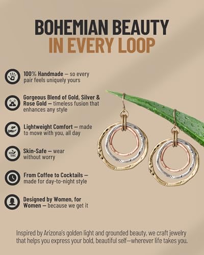 SPUNKYsoul 3 Circle Boho Earrings - Handmade, Lightweight 2-Inch Bohemian Dangle Earrings for Women - Trendy, Vintage, Unique Jewelry - Ideal for Weddings & Gifting4