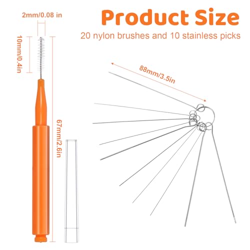 Image of 30 PCS Shower Head Cleaning Brush, Crevice Tiny Brush for Small Holes Cleaner Brush to Tackle Stubborn Mineral Buildups Anti Clogging Cleaner Brushes for Small Hole Gap Nozzle Jewelry, Orange
