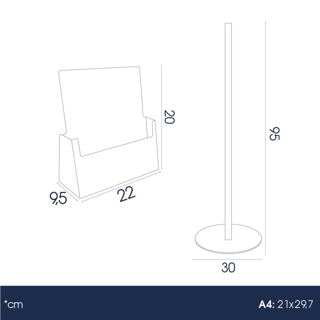 Danieli - Porta Depliant da Terra in Acrilico Trasparente A4 con 1 tasca, per Riviste e Brochure. Porta Volantini Resistente da Utilizzare come Espositore per Ufficio e Negozi. (Alluminio Silver)