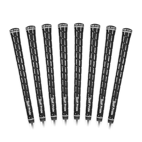 Golf Pride Tour Wrap Golf Grip - Comfortable, Durable Grip For Clubs - Classic Wrap Design With High-Tack Feel - Rubber Construction - Midsize - Black - 8 Pack - For Men &Amp; Women