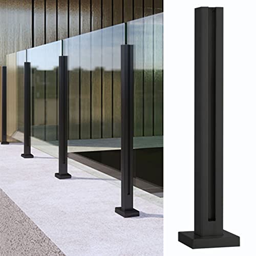 Poteau de balustrade en verre en acier inoxydable noir pour sécuriser les balcons