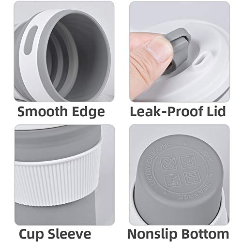MommyLove 2 Pack Silicone Collapsible Cups(350ML Each) BPA-Free Reusable Travel Cup, Sport Bottle with Lids - Lightweight/Leakproof/Foldable/Portable Coffee Mug for Camping, Outdoor