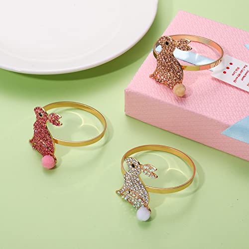Easter Napkin Rings Set Of 9, Rhinestone Easter Bunny Napkin Holder Rings For Table Place Setting Spring Holiday Table Decor (Style H) #TOP4