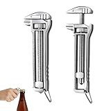 2 PCS Compact Titanium Multitool, Portable Mini Multitool Wrench, Multifunctional Bottle Opener Tool with Mini Adjustable Wrench, Nail Puller and Keychain Design, For Travel Hiking Camping