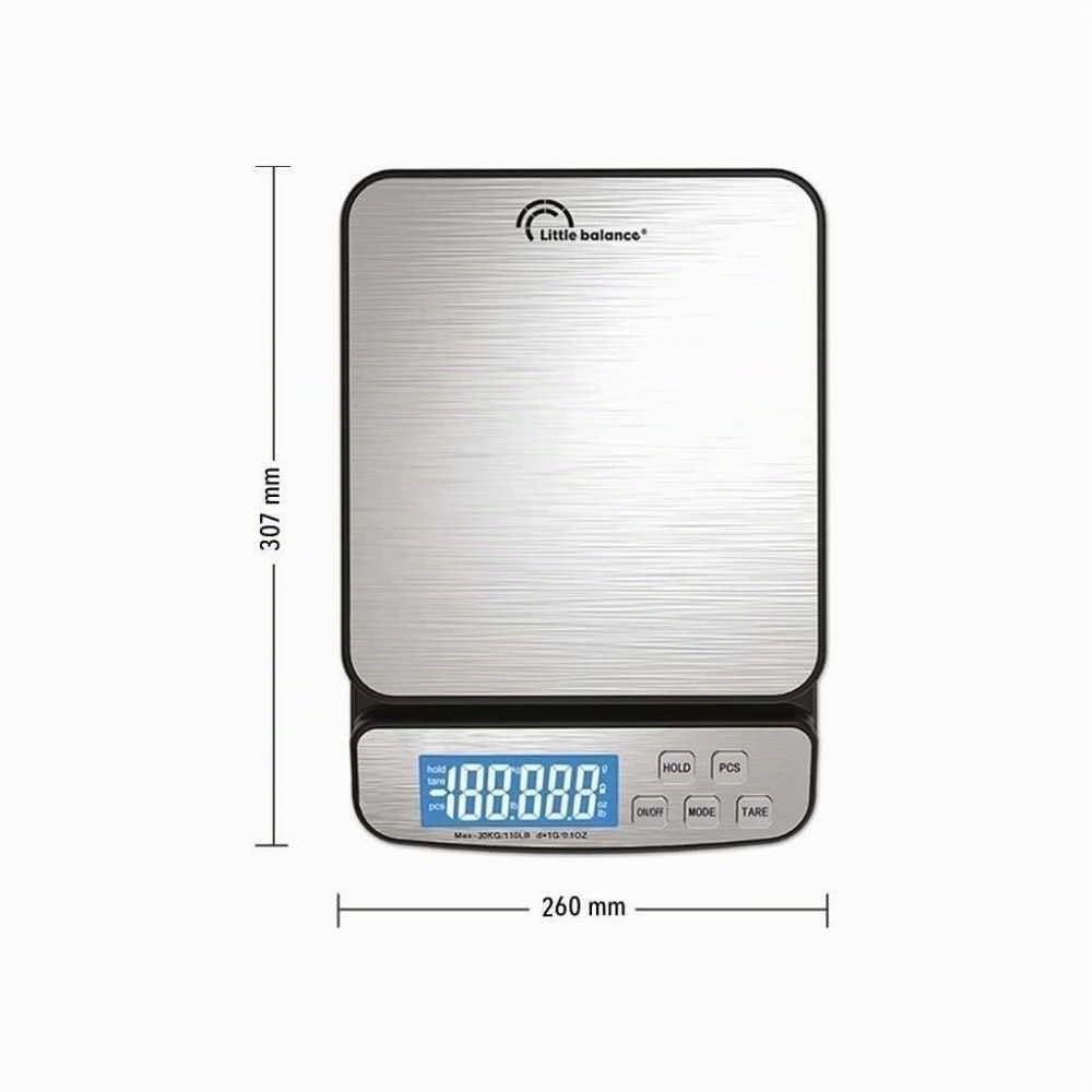LITTLE BALANCE 8370 Pro 30.1, Balance postale, Balance Professionnelle, 30 kg / 1 g, Sur secteur ou Piles, Inox
