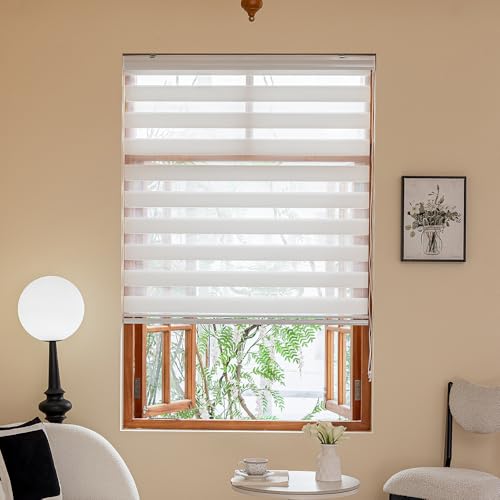 INZEBRIGH Zebra Blinds for Windows, Light Filtering Control Semi Sheer Roller Windows Shades, Dual...