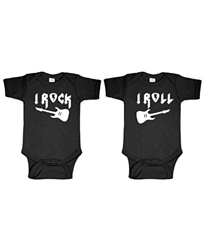 Image of I Rock - I ROLL - Twins Funny Siblings - Two Infant Bodysuit Combo