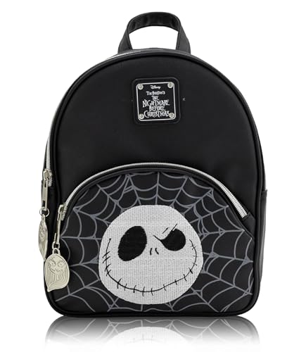 Mochila Disney Nightmare Before Christmas para homens, mulheres, unissex | Linda bolsa de couro PU 25,4 cm Jack Skellington Mini mochila, Nbc
