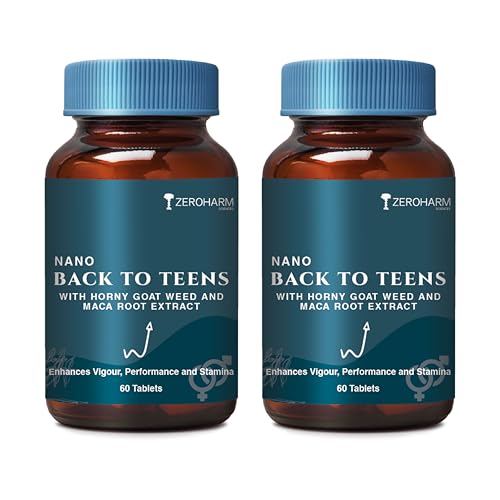 ZEROHARM BACK to TEENS - Horny Goat weed Epimedium - Maca Root extract - Safed Musli - Nano Formulated- 120 herbal Tablet