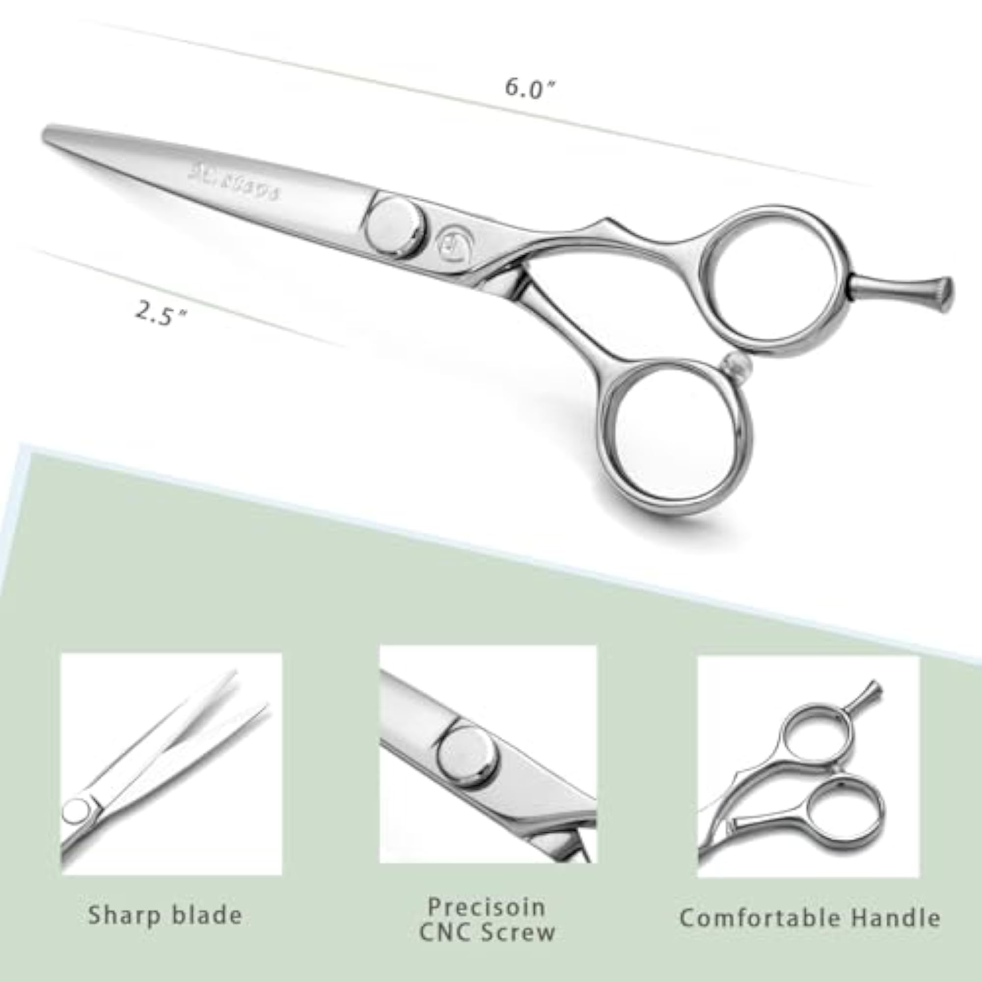 6" Professional Hair Cutting Scissors, 440C Steel