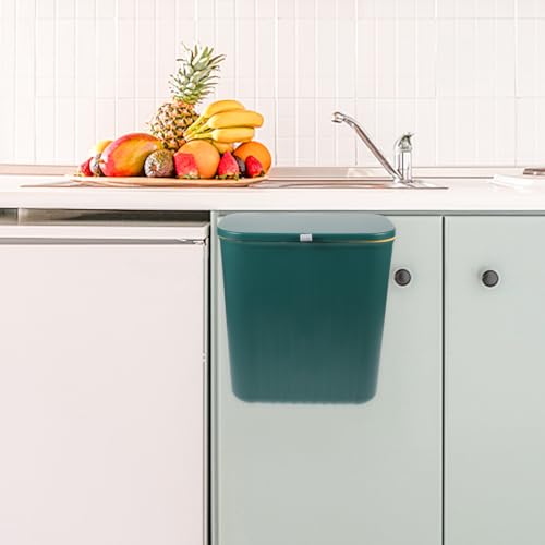 Caneca de basura colgante de cocina con tapa deslizante 9L verde miniatura 5