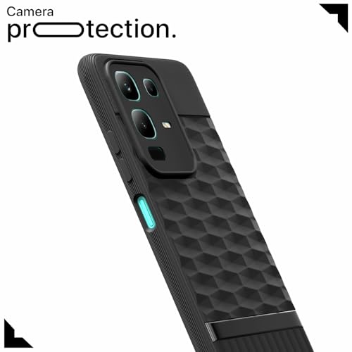 Image of Pikkme Back Cover for Infinix Note 50x 5G Camera Protection 3D Hexa Cube Design Silicone Protective Bumper Case (Black)