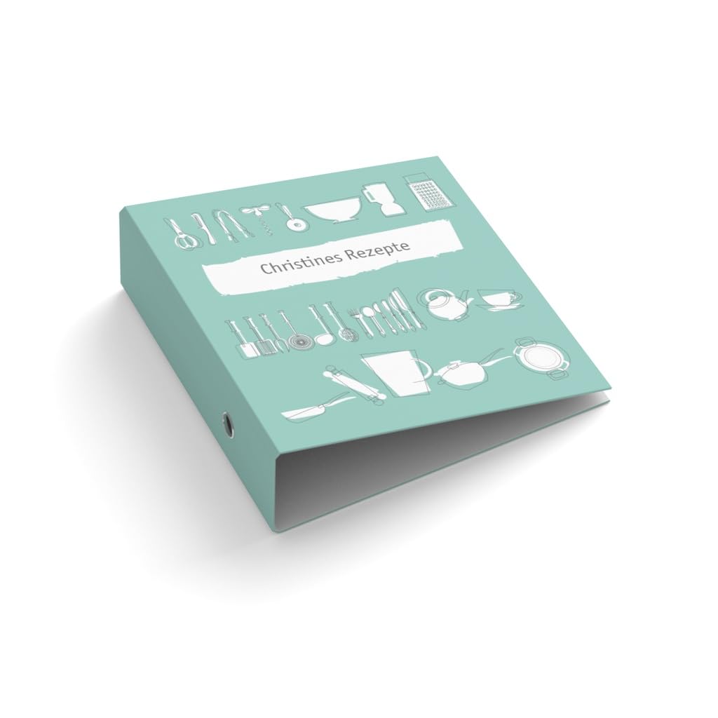 easyprint Ringordner | Personalisierter Ordner mit Wunschtext | Christines Rezepte | Für DIN A4 | 7,4 cm breit | Köchin | Küche | Kochbuch | Hobbykoch