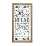 flangairy Wooden Porch Rules Sign Outdoor, 15.7x7.9 In Front Porch Wall Decor with Wood Frame, Vertical Decorative Signage Plaque Outside Patio Deck Yard Entryway Rustic Farmhouse Decorations for Home