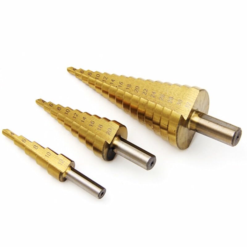 Juego de brocas escalonadas, 3 piezas, acero HSS, cortador de agujeros cónicos, tamaño múltiple, 4-12 mm, 4-20 mm, 4-32 mm, herramienta de biselado para acero, latón, madera, plástico, pistola