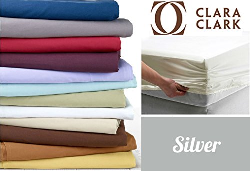 Image of Fitted Sheet - Luxurious & Soft Brushed Microfiber Twin Size Linen Fitted Silver Light Gray Sheets, Hypoallergenic Bedroom Essentials - Extra Deep Pocket Super Fit Fitted Sheet by Clara Clark