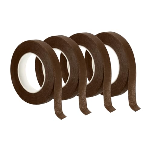 PATIKIL 30 Yarda Florales Cinta, 4 Paquete Cinta de floristería Cinta Crepé Papel Flores Ramos Cintas Impermeable para Flor Tallo Envoltura, Marrón (27 Metros)
